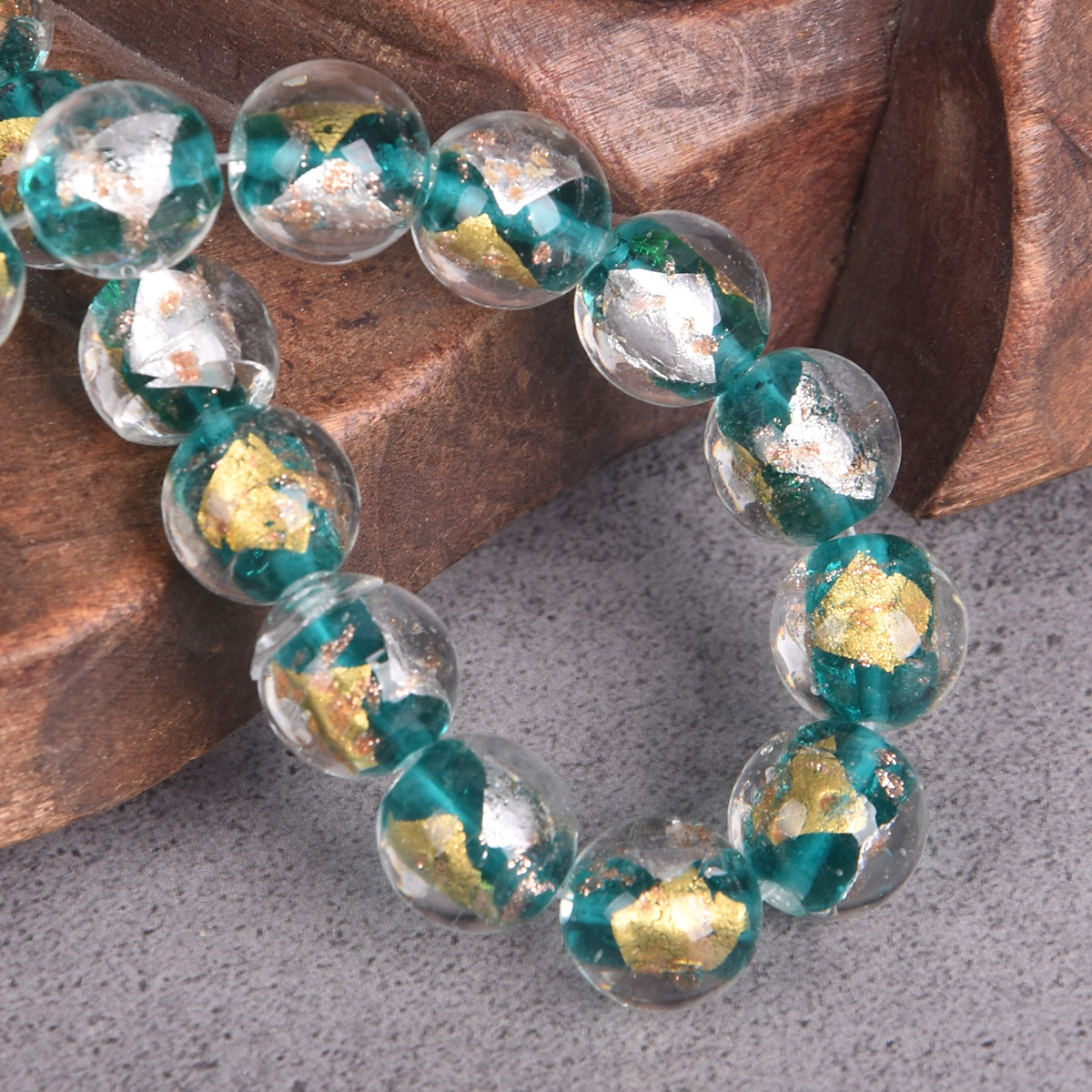 5pcs Round Gold/Silver Color Foil Inside 10mm 12mm Lampwork Glass Loose Beads - Picture 13 of 14