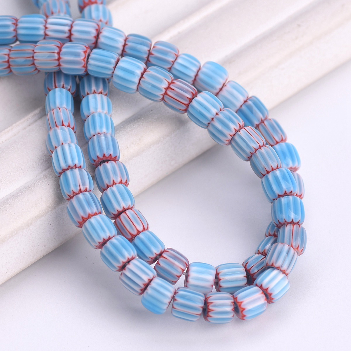 1 Strand 40cm 65pcs Cylinder 6mm~7mm Handmade Colorful Millefiori Glass Beads - Bild 6 von 16