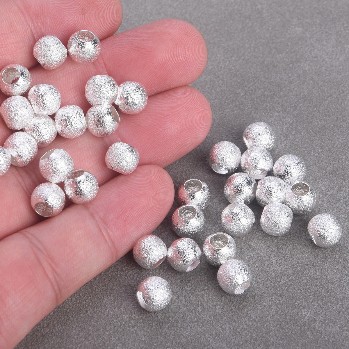50pcs Round 8mm Gold/Silver Matte Hollow Brass Metal Loose Beads DIY Jewelry - Picture 5 of 5