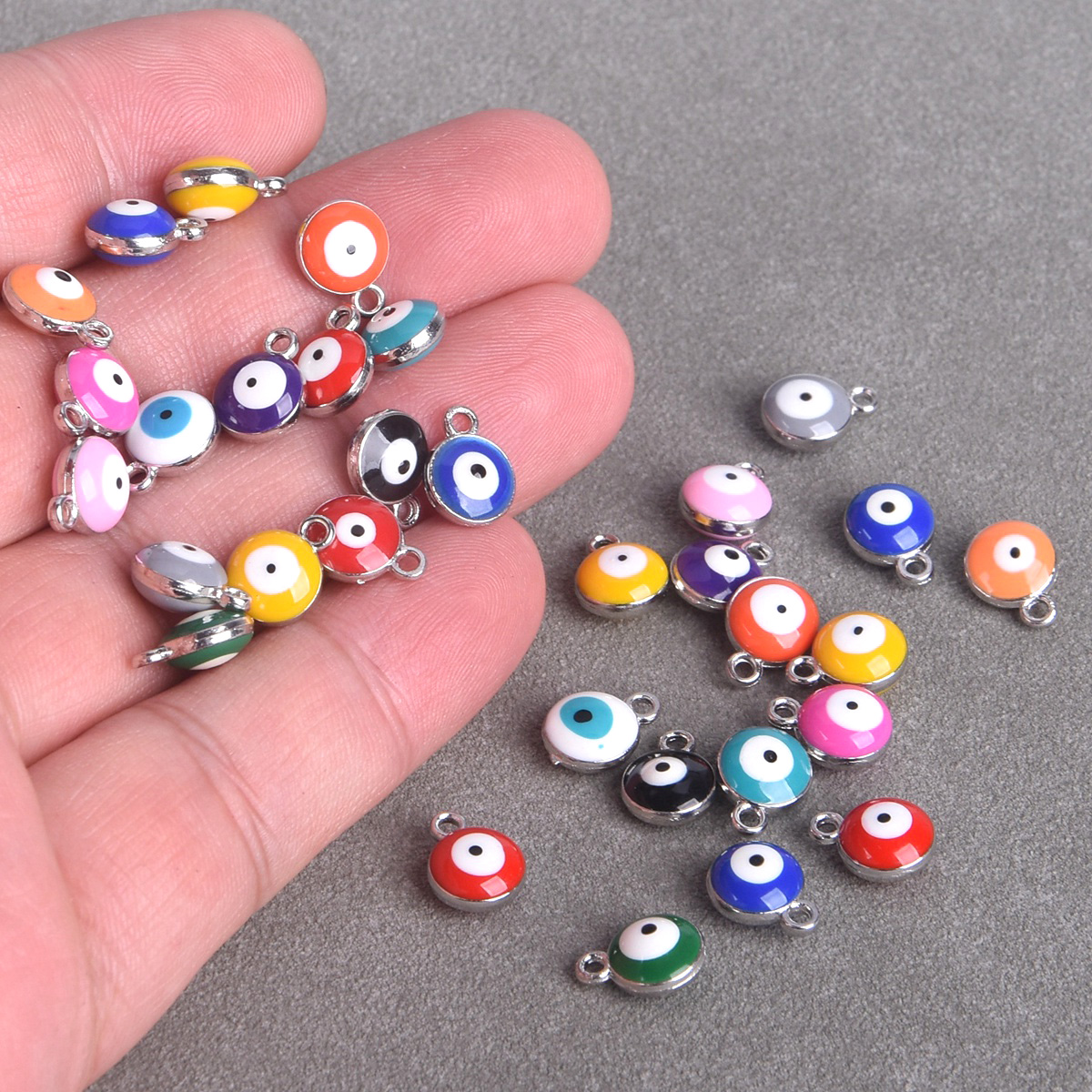 20 piezas 10,5x8 mm Colores Mezclados Esmaltados Ojos Dijes Metal Colgantes Cuentas Hágalo Usted Mismo Joyería - Imagen 7 de 7