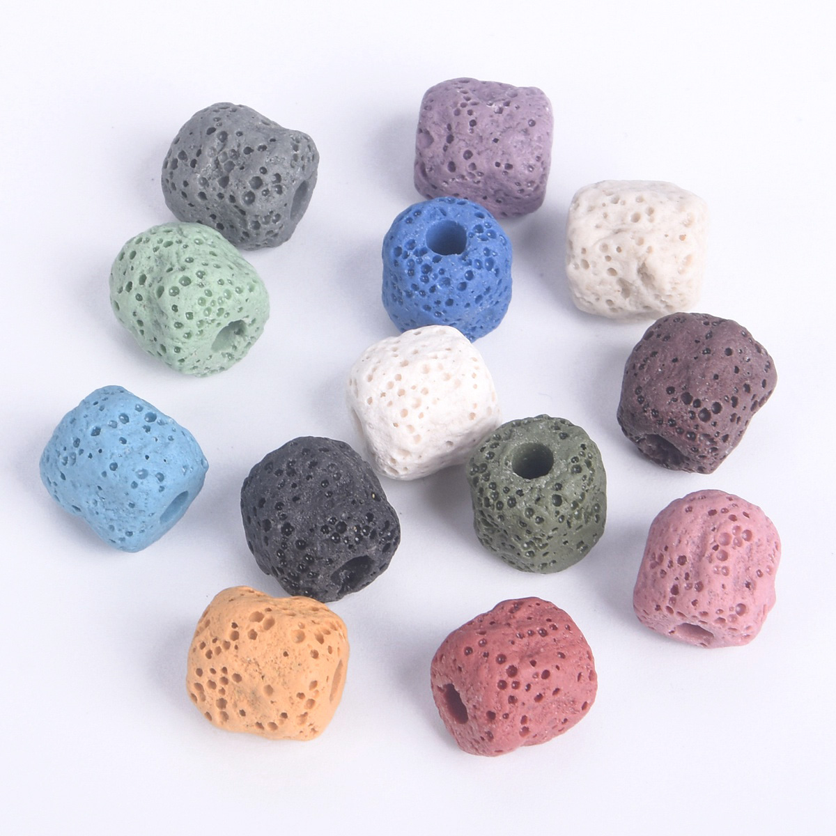 10pcs Cylinder Meteorite Shape 12mm Natural Volcano Lava Stone Loose Beads Lot - Picture 6 of 18