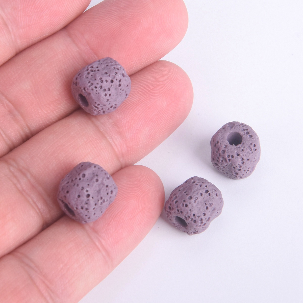 10pcs Cylinder Meteorite Shape 12mm Natural Volcano Lava Stone Loose Beads Lot - Picture 12 of 18