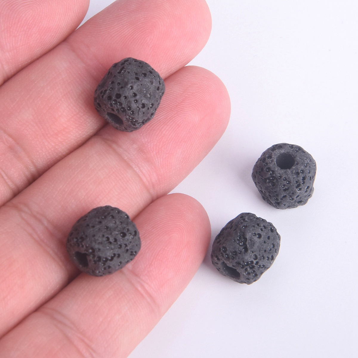 10pcs Cylinder Meteorite Shape 12mm Natural Volcano Lava Stone Loose Beads Lot - Picture 14 of 18