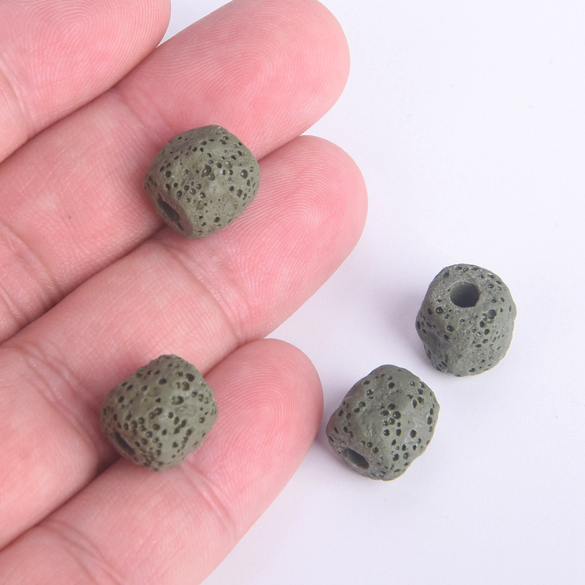 10pcs Cylinder Meteorite Shape 12mm Natural Volcano Lava Stone Loose Beads Lot - Picture 16 of 18