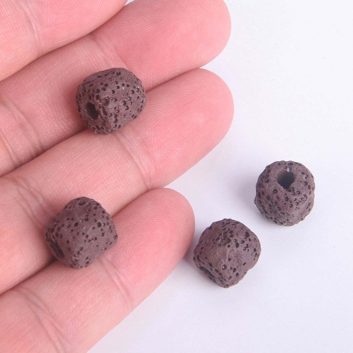 10pcs Cylinder Meteorite Shape 12mm Natural Volcano Lava Stone Loose Beads Lot - Picture 18 of 18