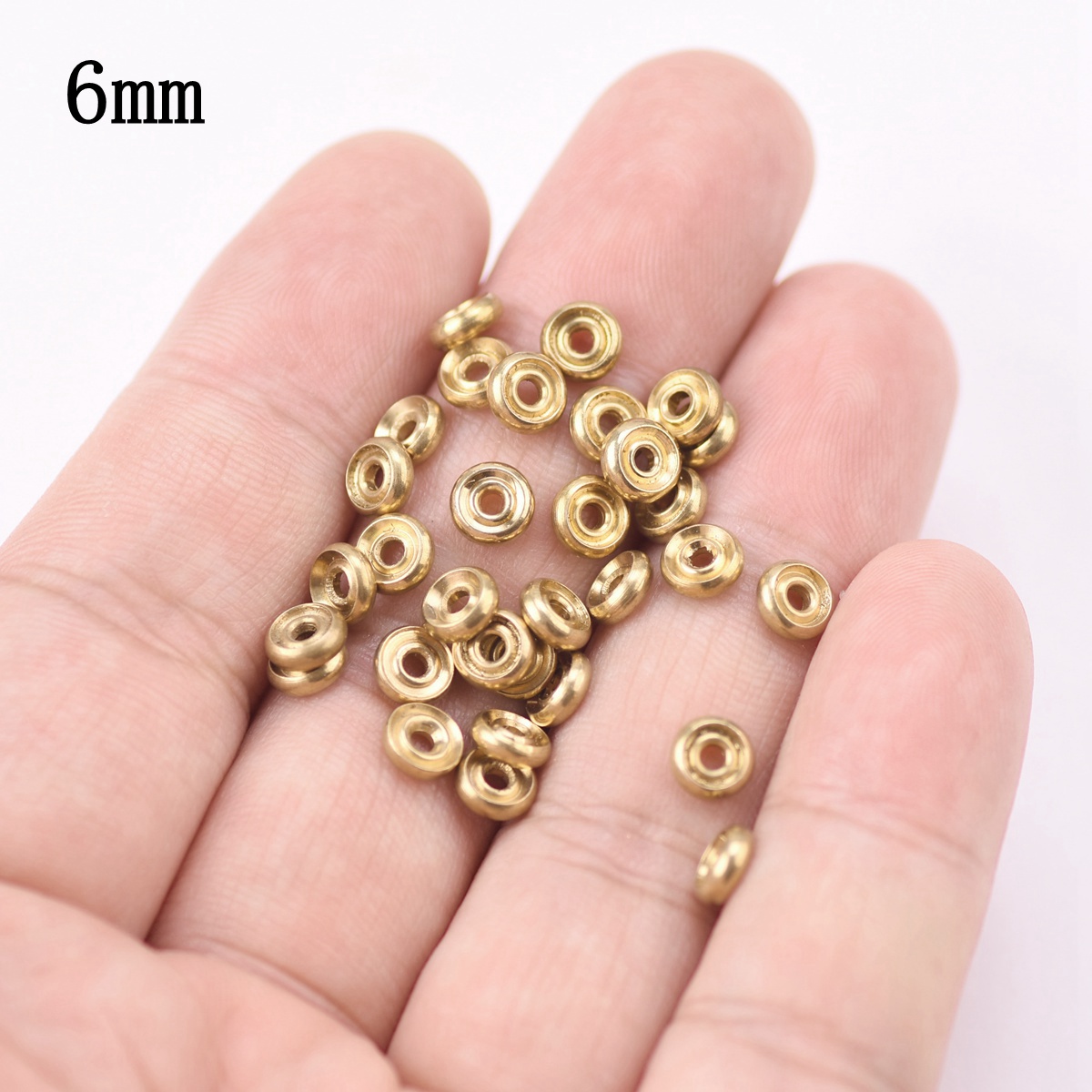 30pcs Flat Round Rondelle 6mm 8mm 10mm Solid Brass Metal Light Gold Color Beads - Picture 6 of 8