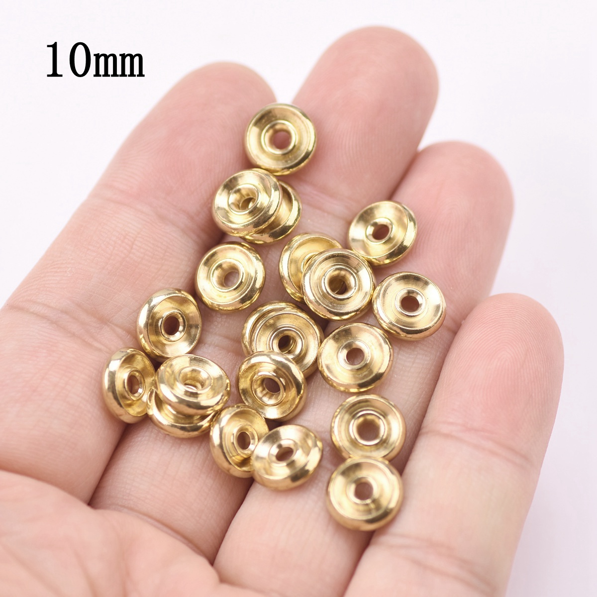 30pcs Flat Round Rondelle 6mm 8mm 10mm Solid Brass Metal Light Gold Color Beads - Picture 8 of 8