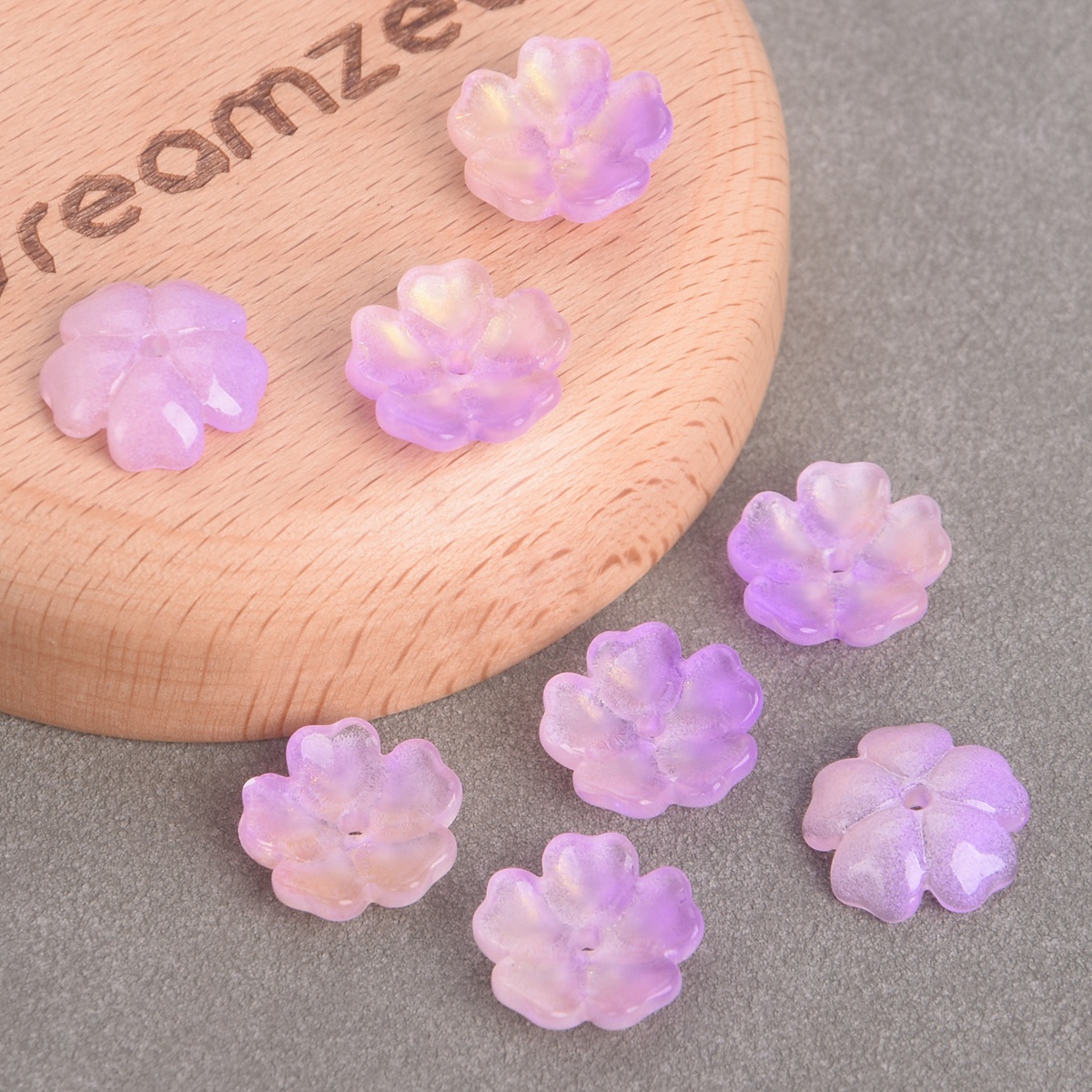10pcs 15mm Flower Shape Glossy Foil Lampwork Glass Loose Beads For DIY Jewelry - Picture 7 of 14
