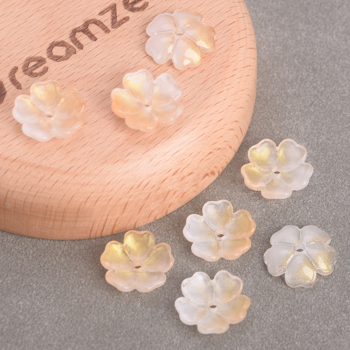 10pcs 15mm Flower Shape Glossy Foil Lampwork Glass Loose Beads For DIY Jewelry - Picture 8 of 14