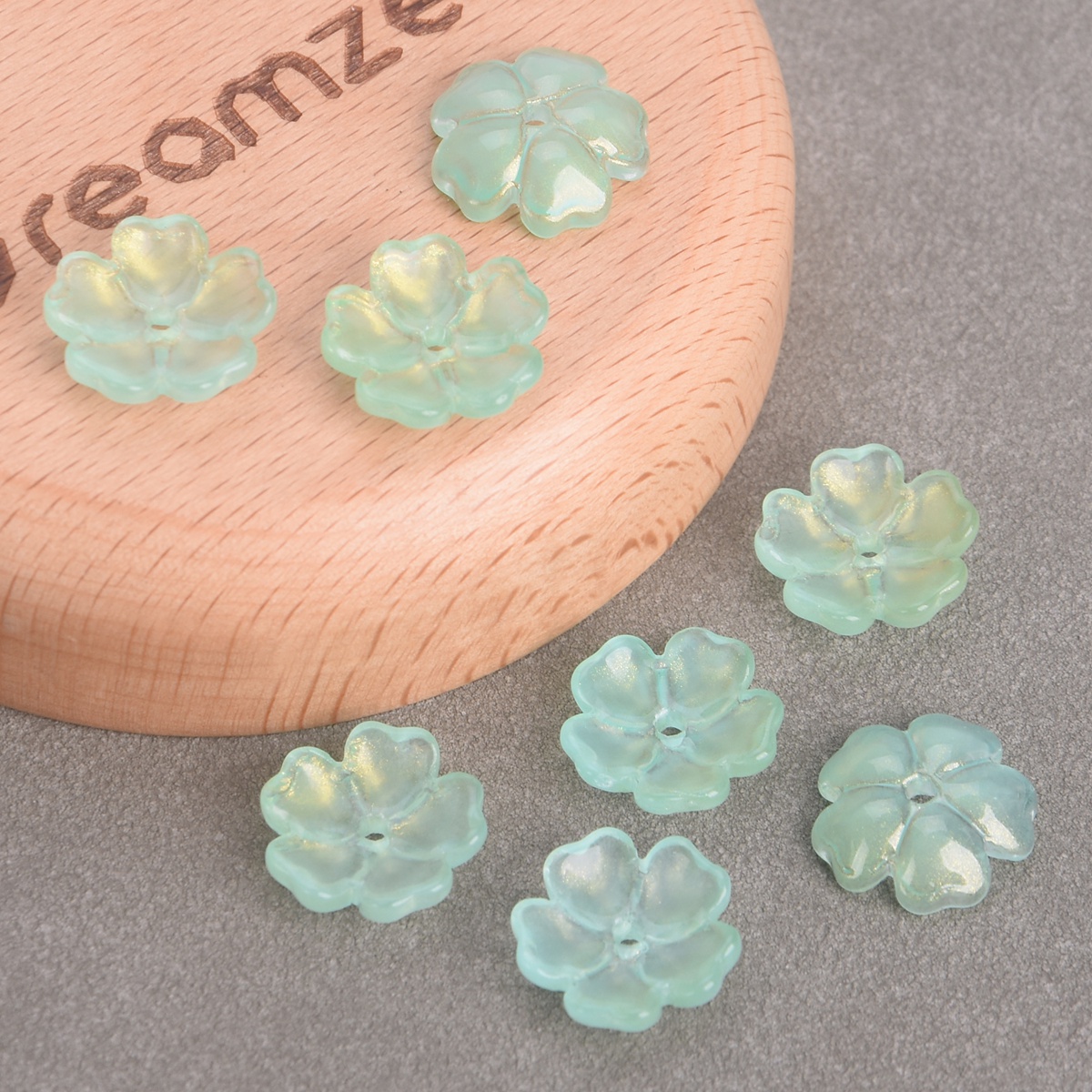 10pcs 15mm Flower Shape Glossy Foil Lampwork Glass Loose Beads For DIY Jewelry - Picture 9 of 14