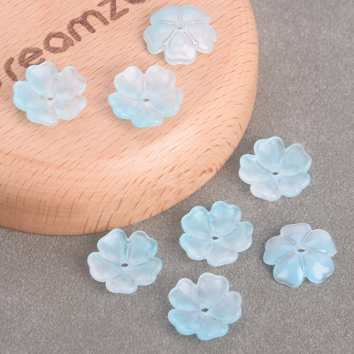 10pcs 15mm Flower Shape Glossy Foil Lampwork Glass Loose Beads For DIY Jewelry - Picture 13 of 14