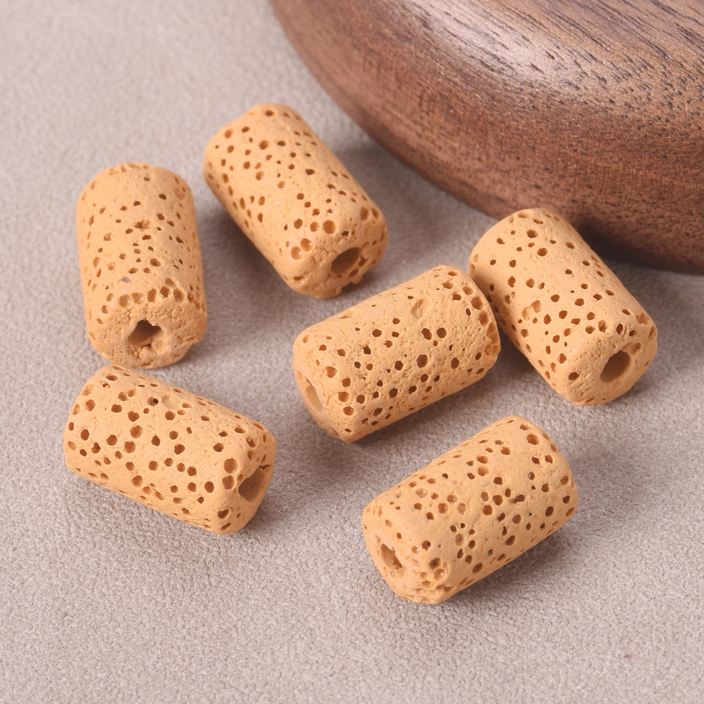 50pcs Natural Volcano Lava Stone 10x6mm 14x8mm Cylinder Shape Loose Crafts Beads - Picture 7 of 16
