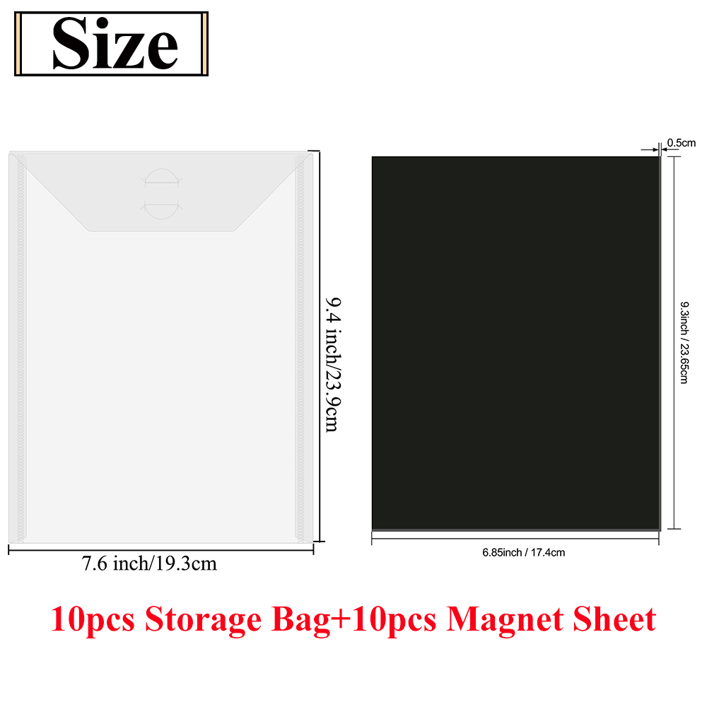 Bulk Stamp and Die Storage Bag and Rubber Magnet Sheet Clear Resealable  Pockets