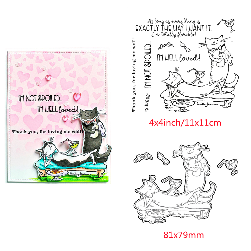 Animals Furry Friends Metal Cutting Dies Clear Stamps for DIY Scrapbooking Cards - Picture 2 of 34