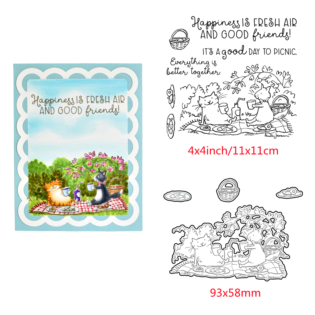 Animals Furry Friends Metal Cutting Dies Clear Stamps for DIY Scrapbooking Cards - Picture 6 of 34
