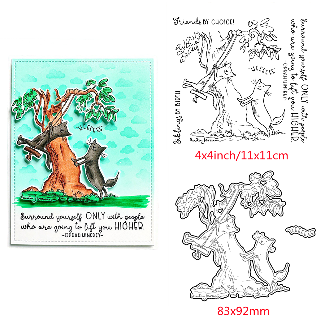 Animals Furry Friends Metal Cutting Dies Clear Stamps for DIY Scrapbooking Cards - Picture 10 of 34