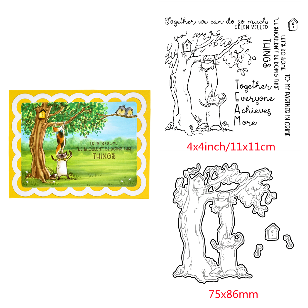 Animals Furry Friends Metal Cutting Dies Clear Stamps for DIY Scrapbooking Cards - Picture 14 of 34