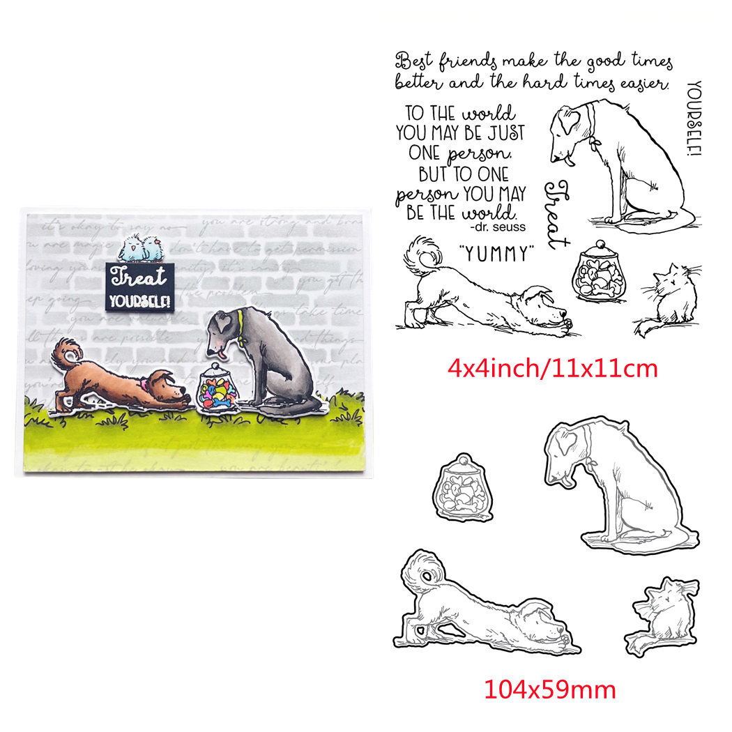 Animals Furry Friends Metal Cutting Dies Clear Stamps for DIY Scrapbooking Cards - Picture 25 of 34