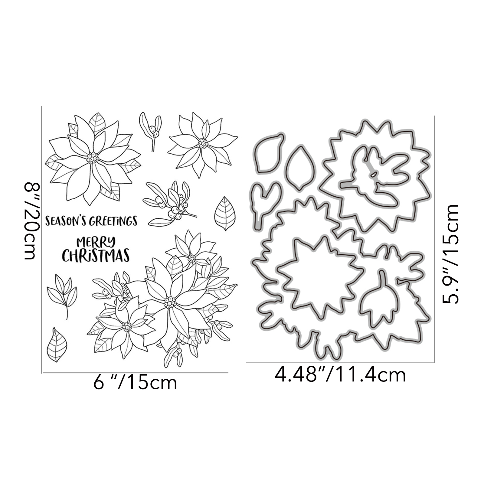 Poinsettia Clear Stamp and Cutting Dies for Card Making,diy Scrapbook Craft