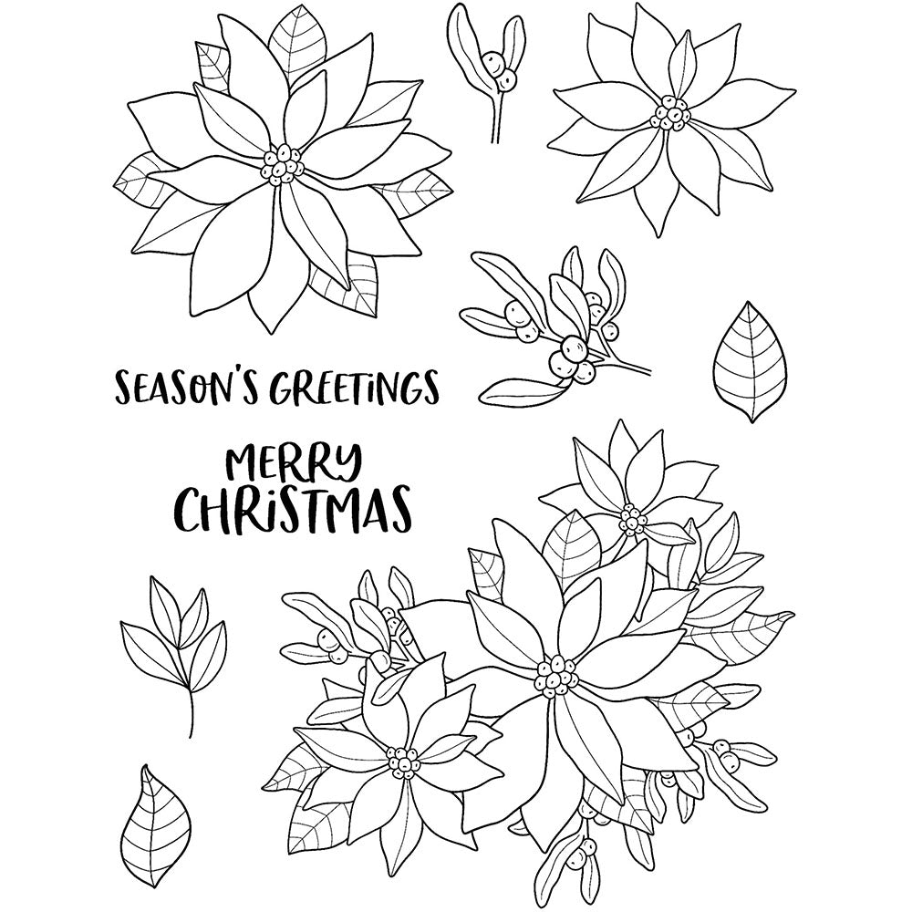 Poinsettia Clear Stamp and Cutting Dies for Card Making,diy Scrapbook Craft