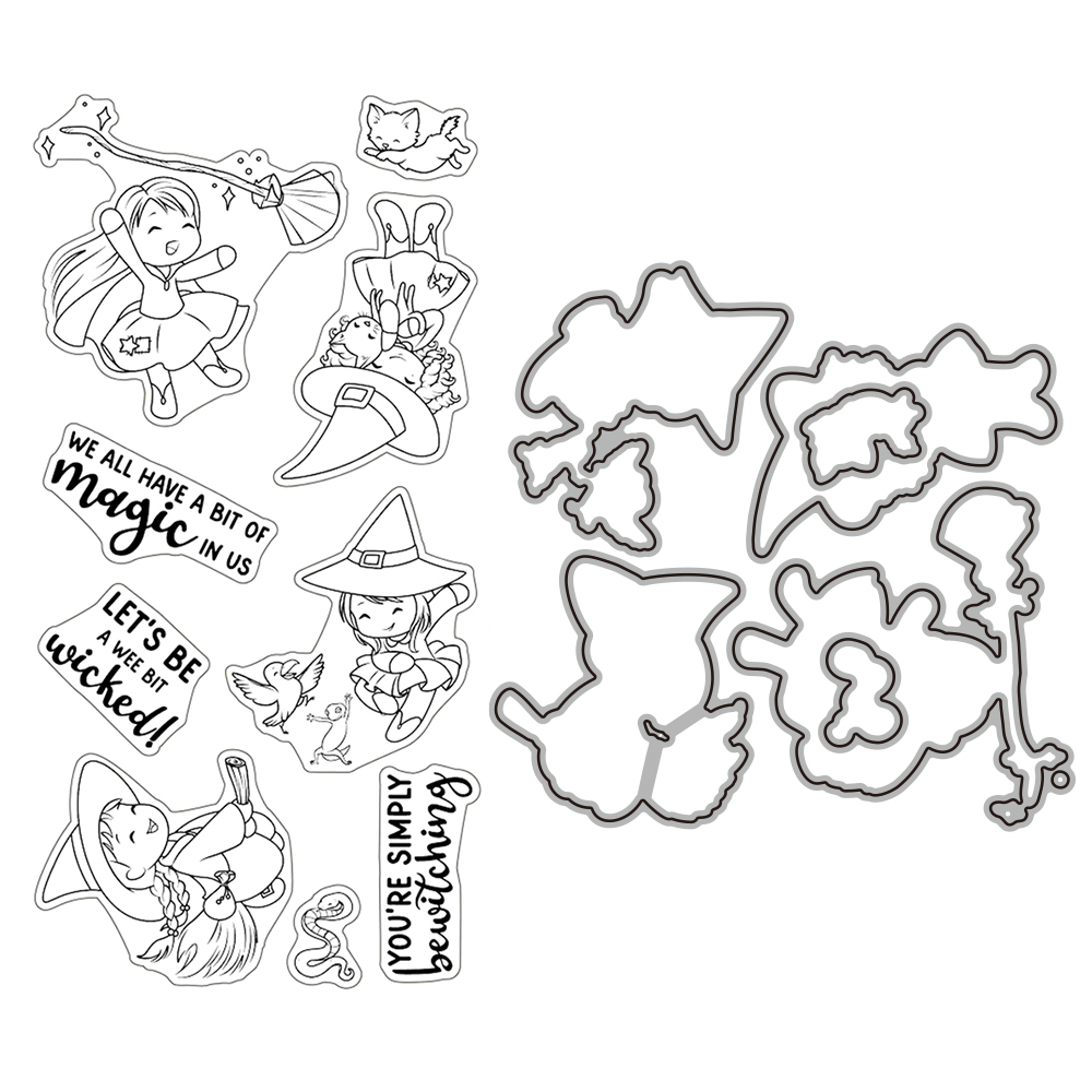 A Wee Bit Wicked Metal Cutting Dies Clear Stamp for DIY Embossing Crafts Cards