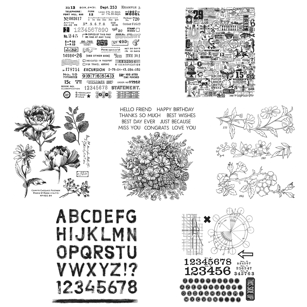 Vintage Flower Sentiments Clear Stamps for DIY Embossing Scrapbooking Cards