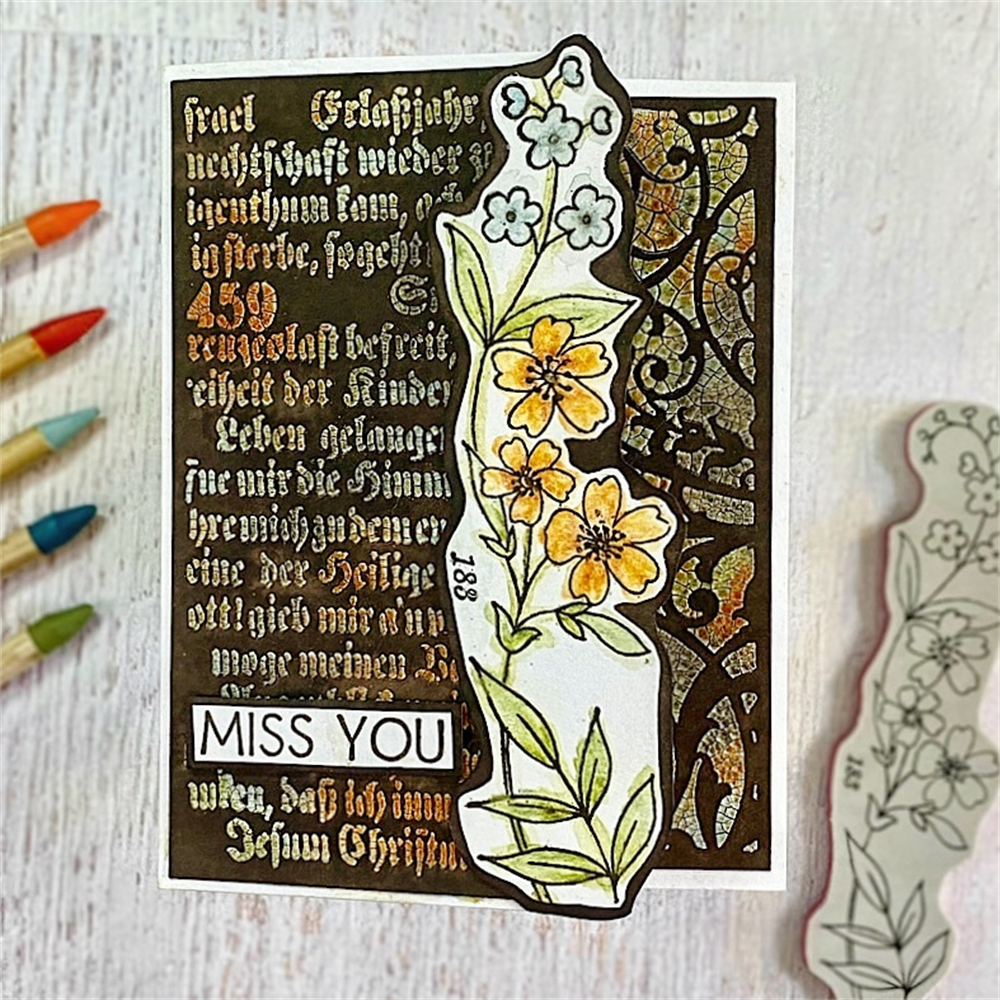 Vintage Flower Sentiments Clear Stamps for DIY Embossing Scrapbooking Cards