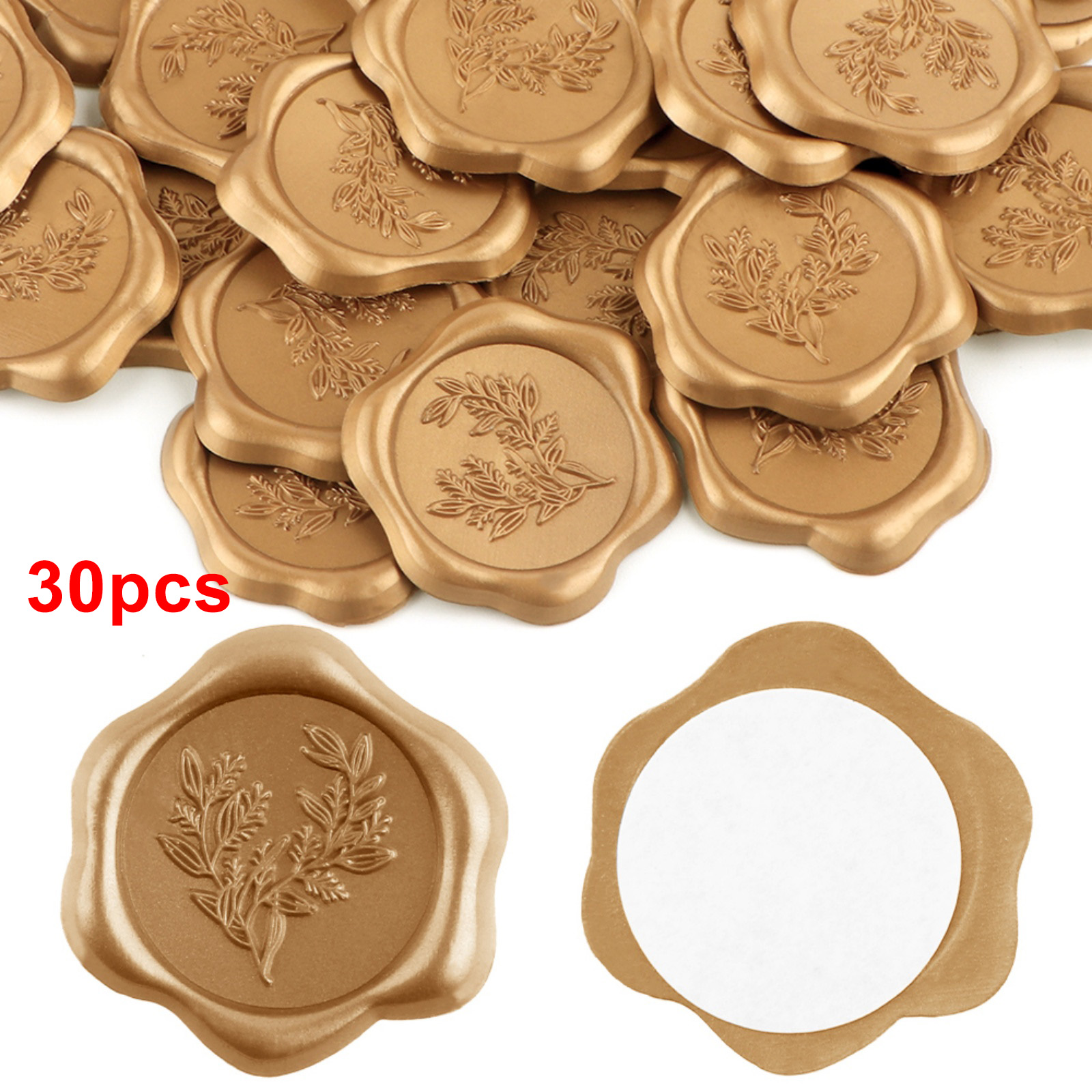 30Pcs Leafs Pattern Wax Seal Stickers Self-Adhesive Wedding Invitation Envelope