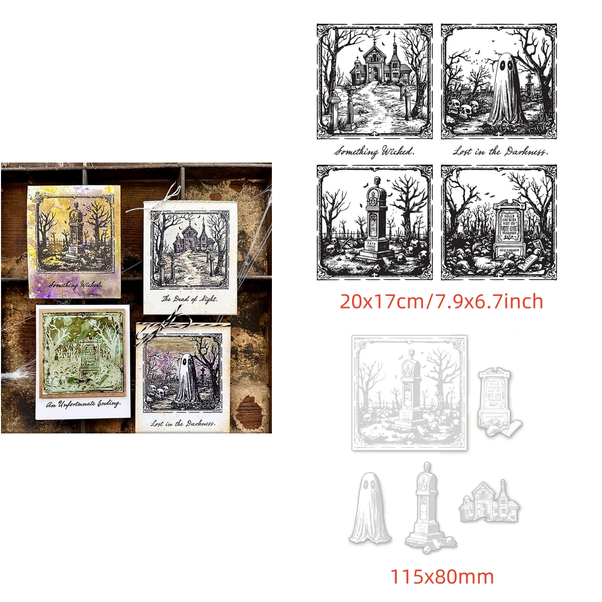 Christmas Halloween Clear Stamps Cutting Dies Set for DIY Scrapbooking Cards