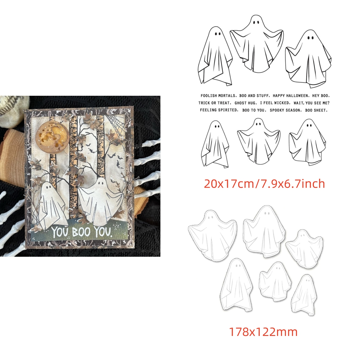 Christmas Halloween Clear Stamps Cutting Dies Set for DIY Scrapbooking Cards