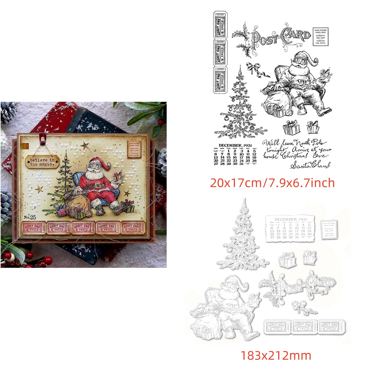 Christmas Halloween Clear Stamps Cutting Dies Set for DIY Scrapbooking Cards