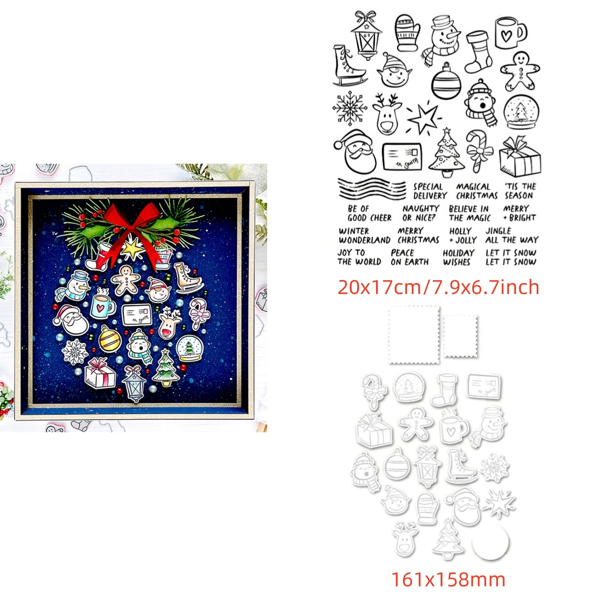 Christmas Halloween Clear Stamps Cutting Dies Set for DIY Scrapbooking Cards