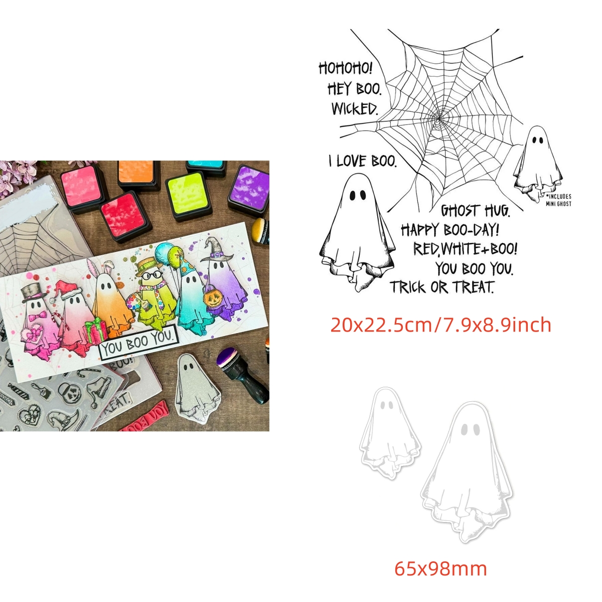 Christmas Halloween Clear Stamps Cutting Dies Set for DIY Scrapbooking Cards