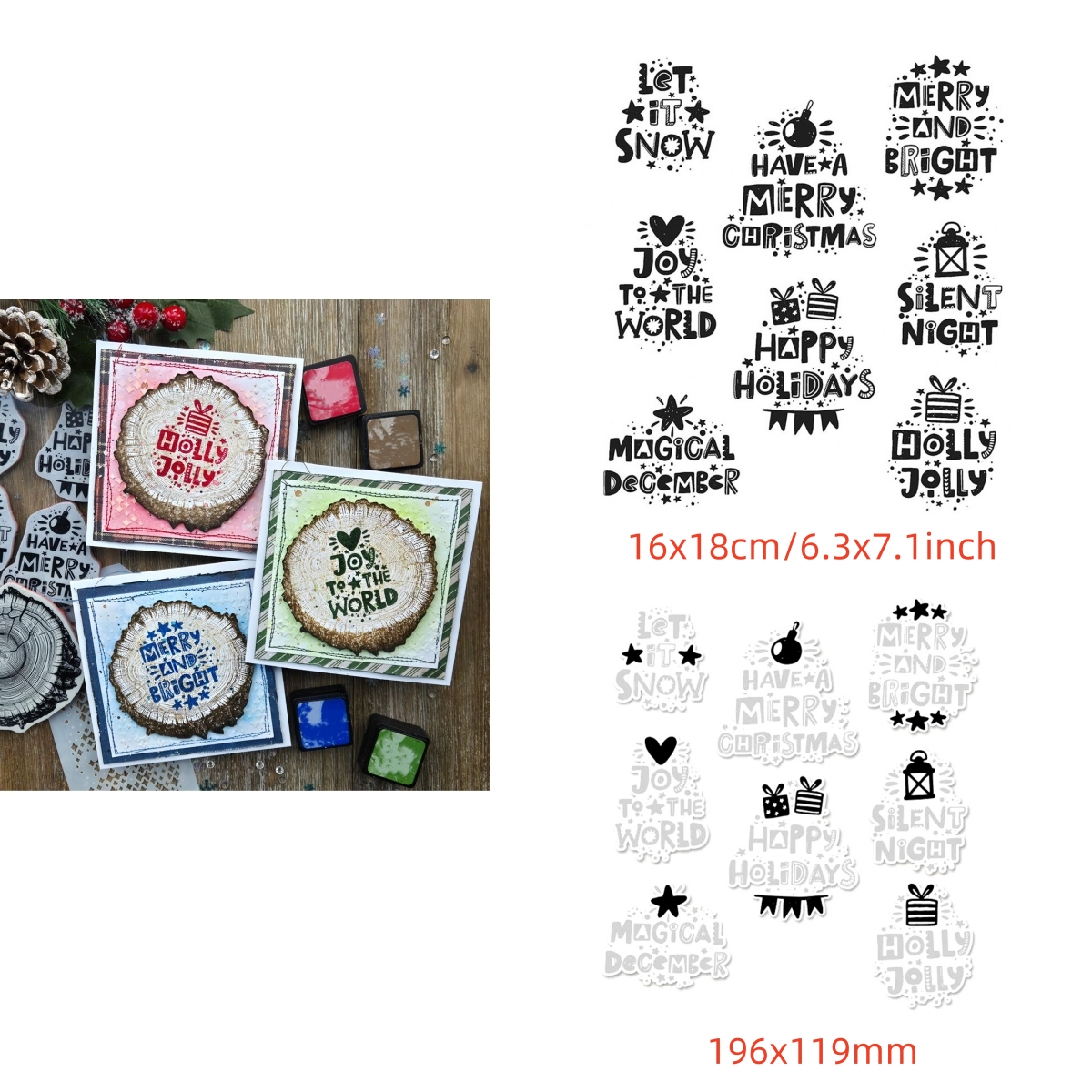 Christmas Halloween Clear Stamps Cutting Dies Set for DIY Scrapbooking Cards