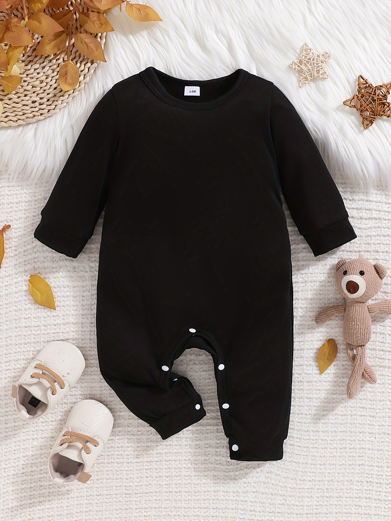 Individuelles personalisiertes Design Baby Strampler Neugeborenes Langarm Outfit schwarz - Bild 6 von 22