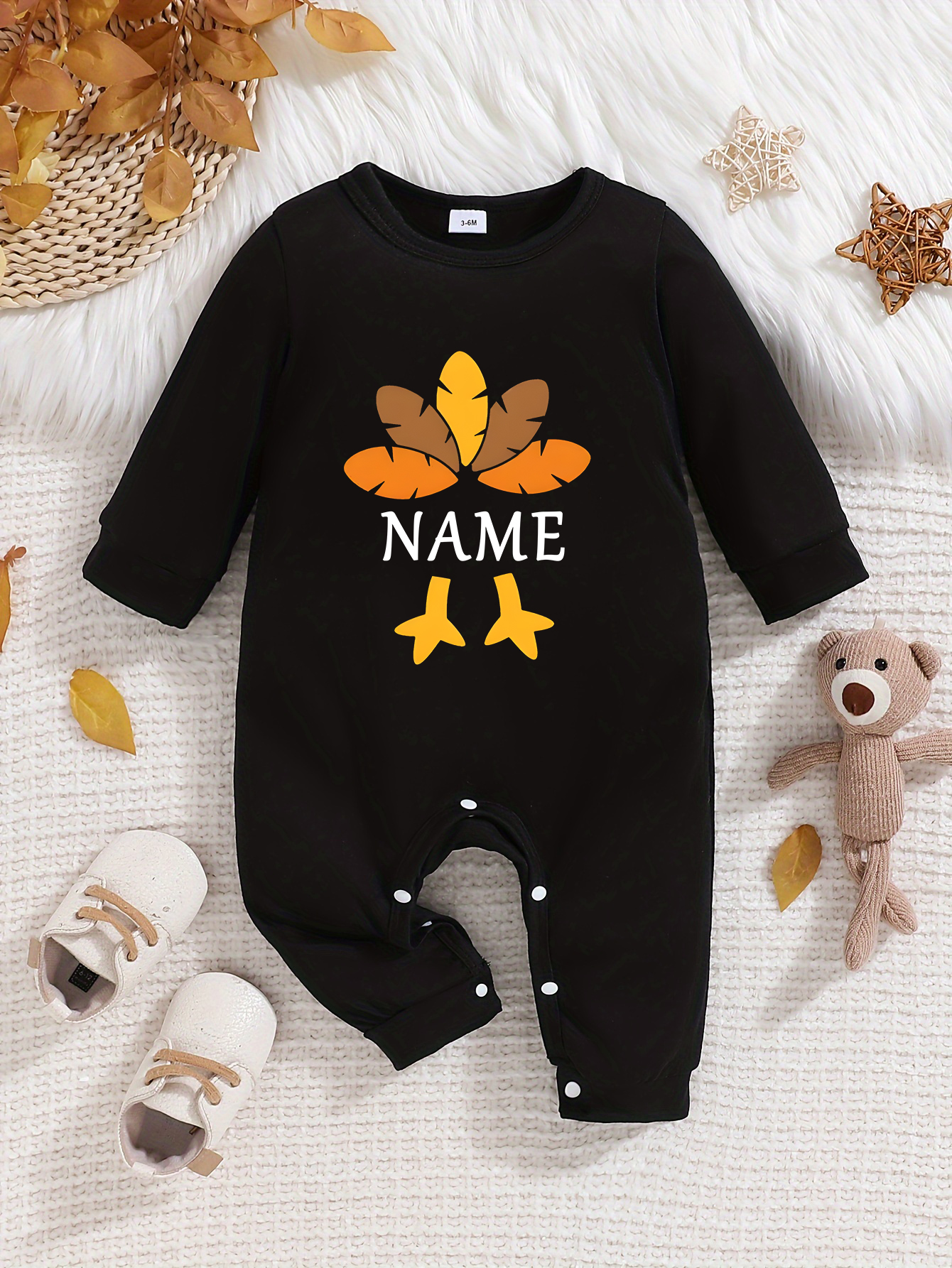 Individuelles personalisiertes Design Baby Strampler Neugeborenes Langarm Outfit schwarz - Bild 9 von 22