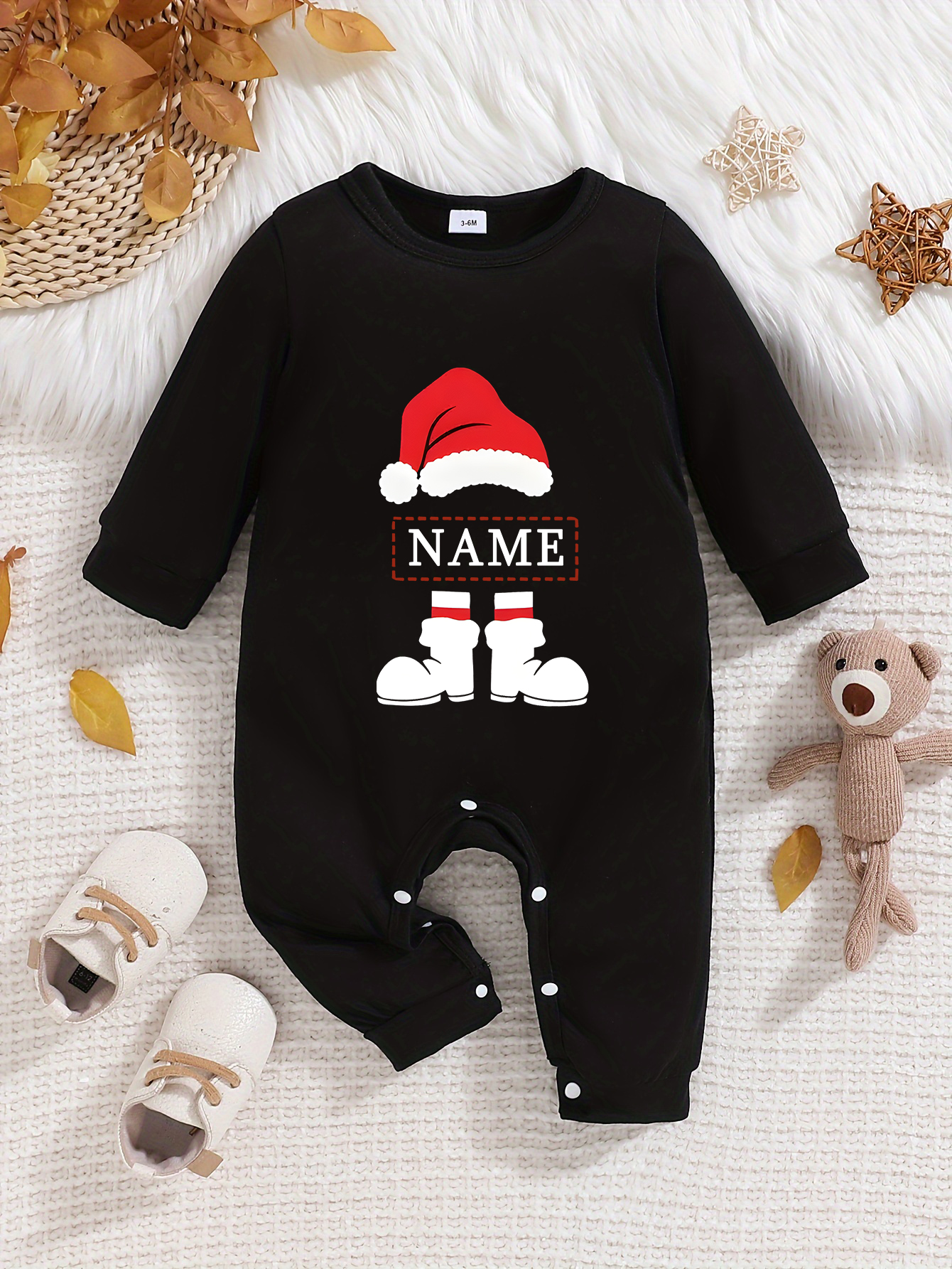 Individuelles personalisiertes Design Baby Strampler Neugeborenes Langarm Outfit schwarz - Bild 10 von 22