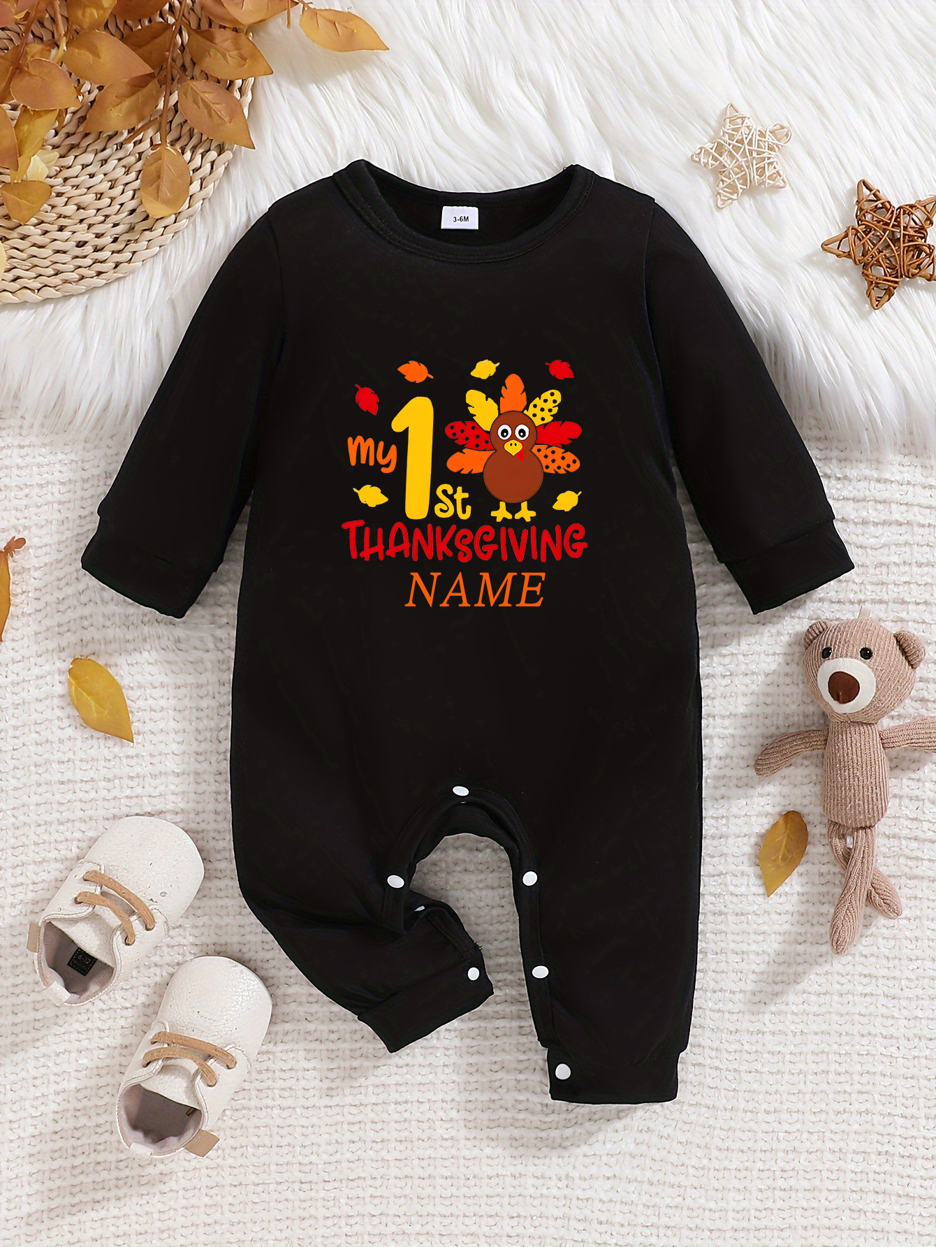 Individuelles personalisiertes Design Baby Strampler Neugeborenes Langarm Outfit schwarz - Bild 16 von 22