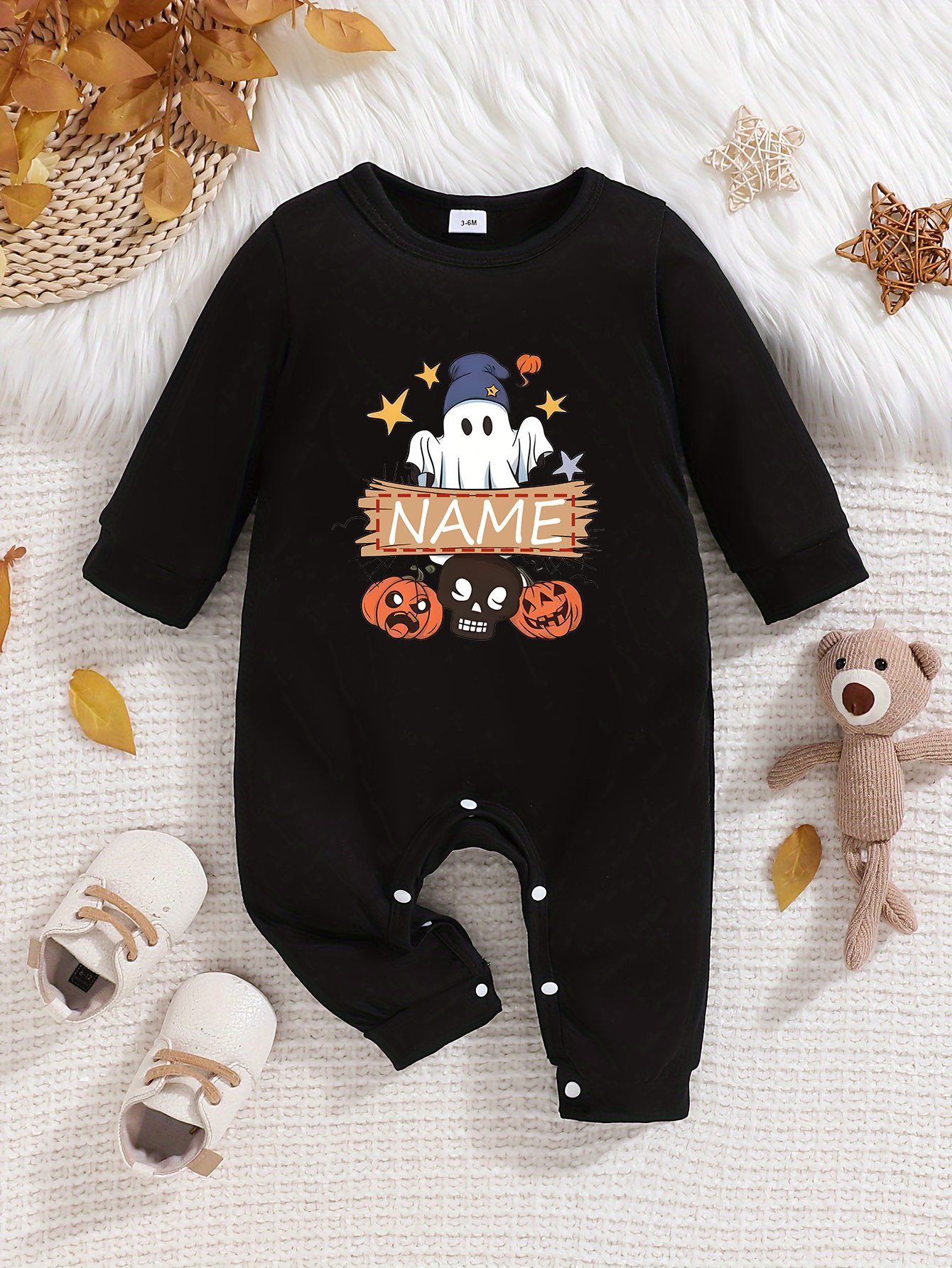 Individuelles personalisiertes Design Baby Strampler Neugeborenes Langarm Outfit schwarz - Bild 18 von 22