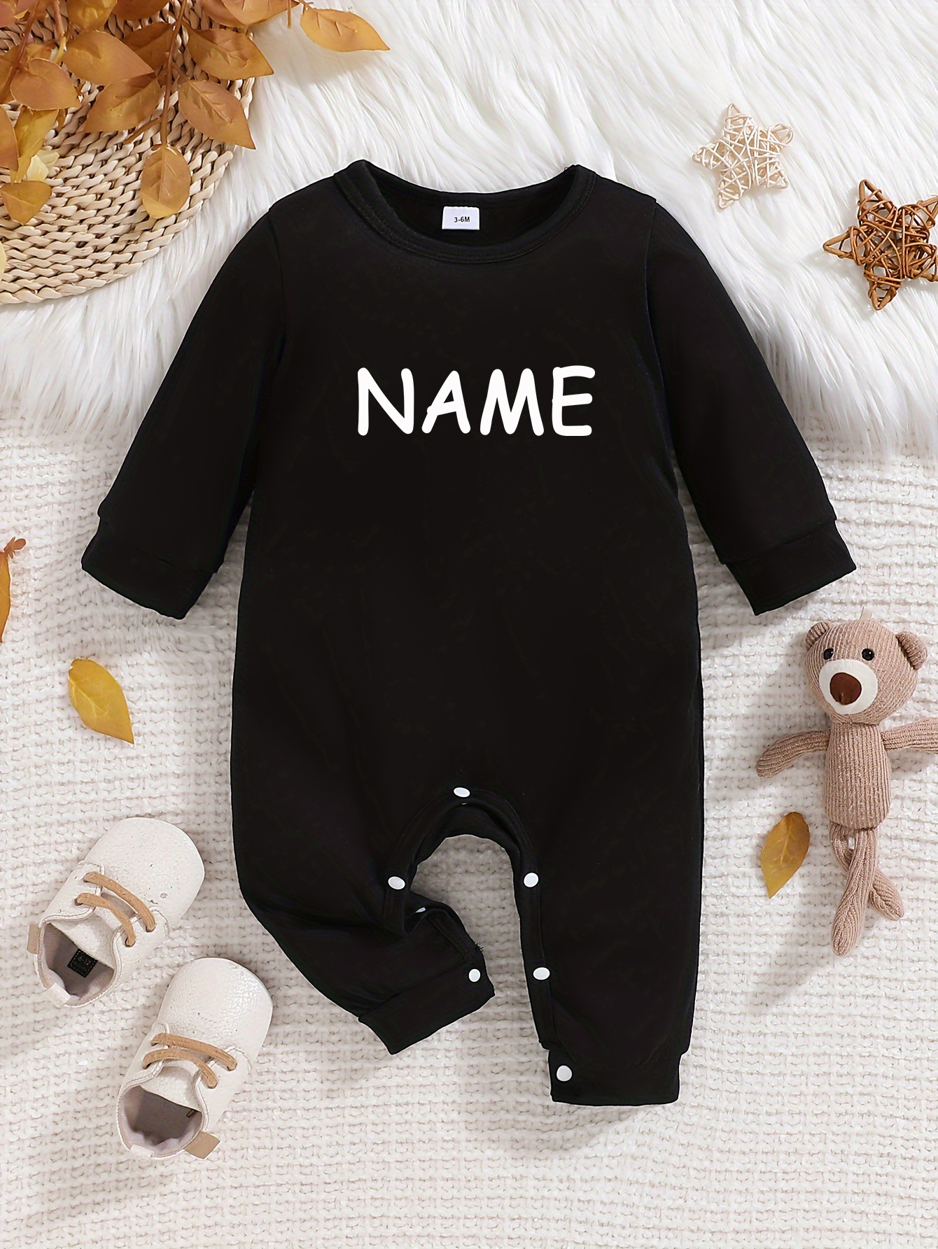 Individuelles personalisiertes Design Baby Strampler Neugeborenes Langarm Outfit schwarz - Bild 21 von 22