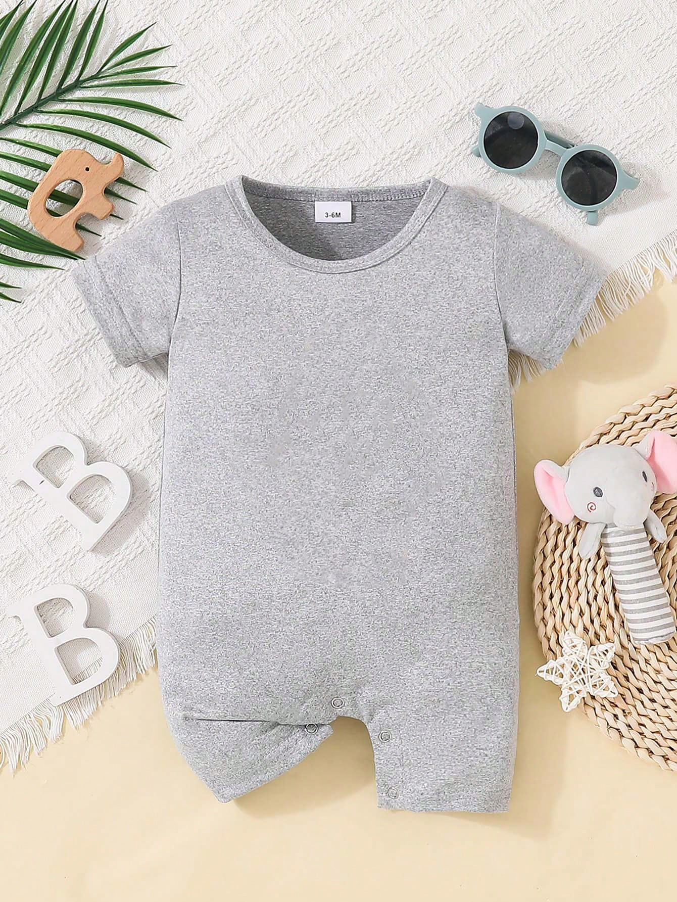 Custom Personalised Design Baby Romper Suit Newborn Short Sleeve Outfit Grey - Bild 6 von 24