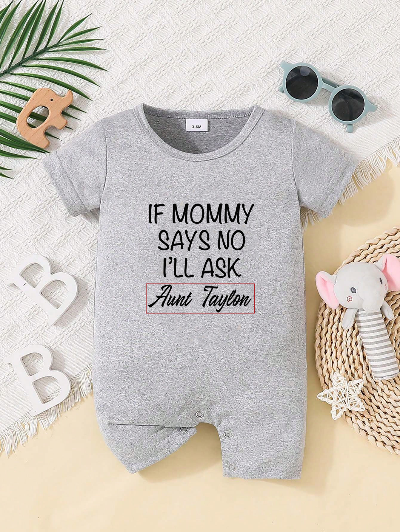 Custom Personalised Design Baby Romper Suit Newborn Short Sleeve Outfit Grey - Bild 11 von 24