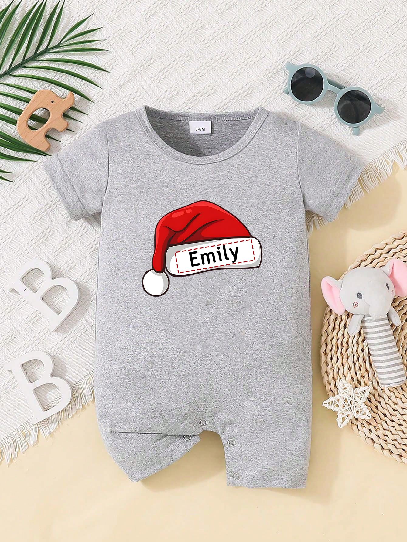 Custom Personalised Design Baby Romper Suit Newborn Short Sleeve Outfit Grey - Bild 14 von 24