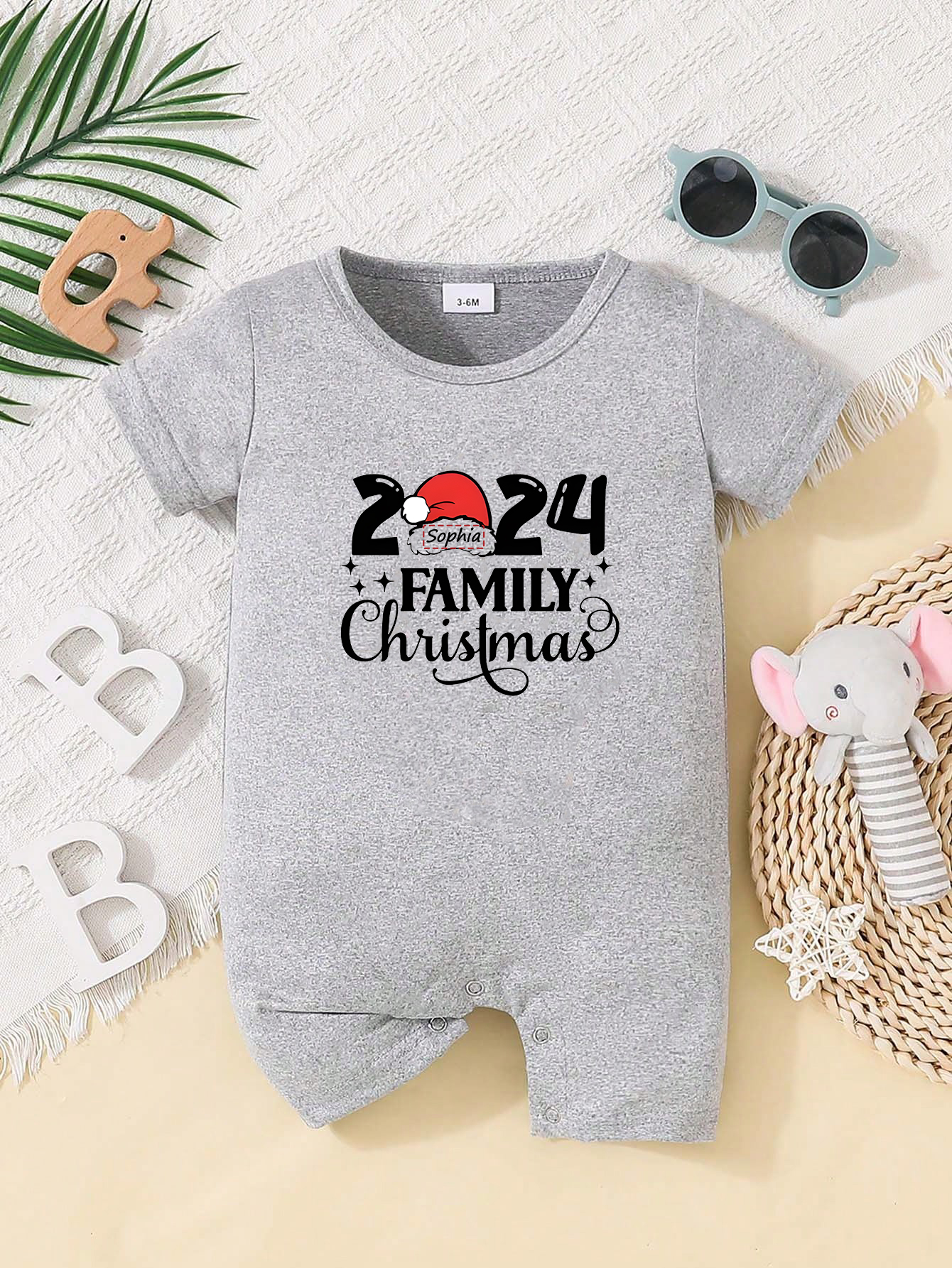 Custom Personalised Design Baby Romper Suit Newborn Short Sleeve Outfit Grey - Bild 20 von 24