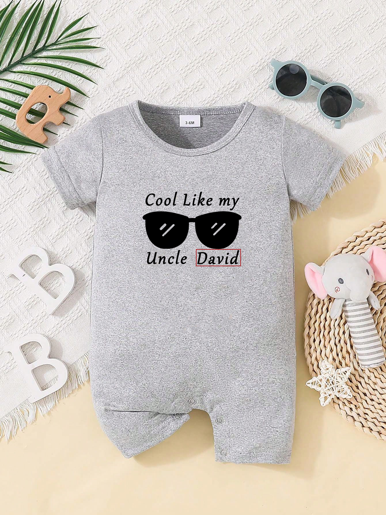 Custom Personalised Design Baby Romper Suit Newborn Short Sleeve Outfit Grey - Bild 21 von 24