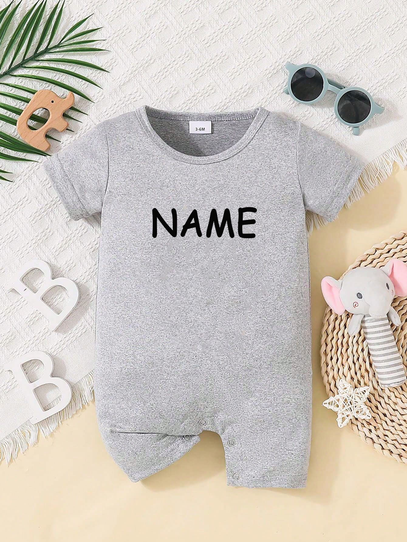 Custom Personalised Design Baby Romper Suit Newborn Short Sleeve Outfit Grey - Bild 23 von 24