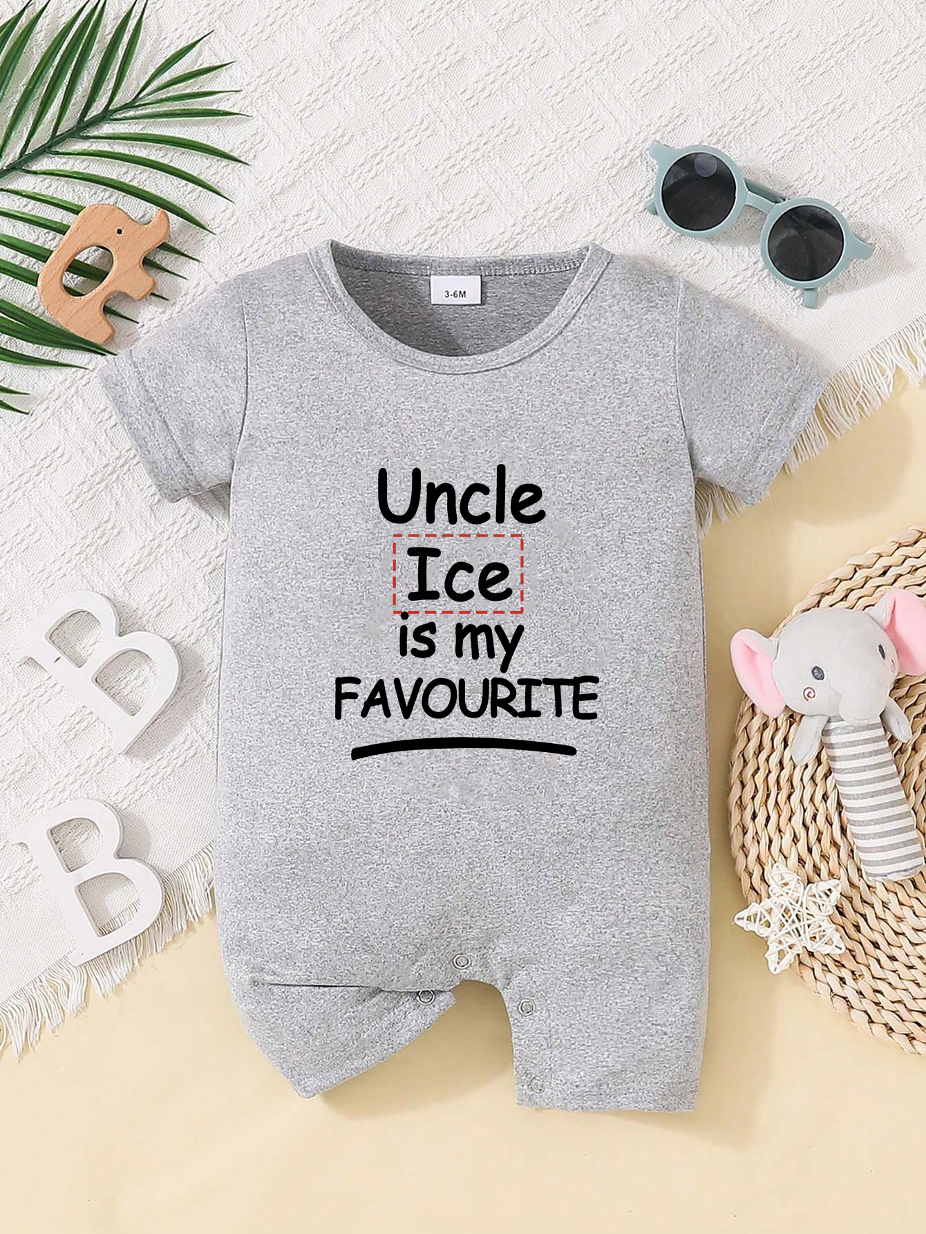 Custom Personalised Design Baby Romper Suit Newborn Short Sleeve Outfit Grey - Bild 24 von 24