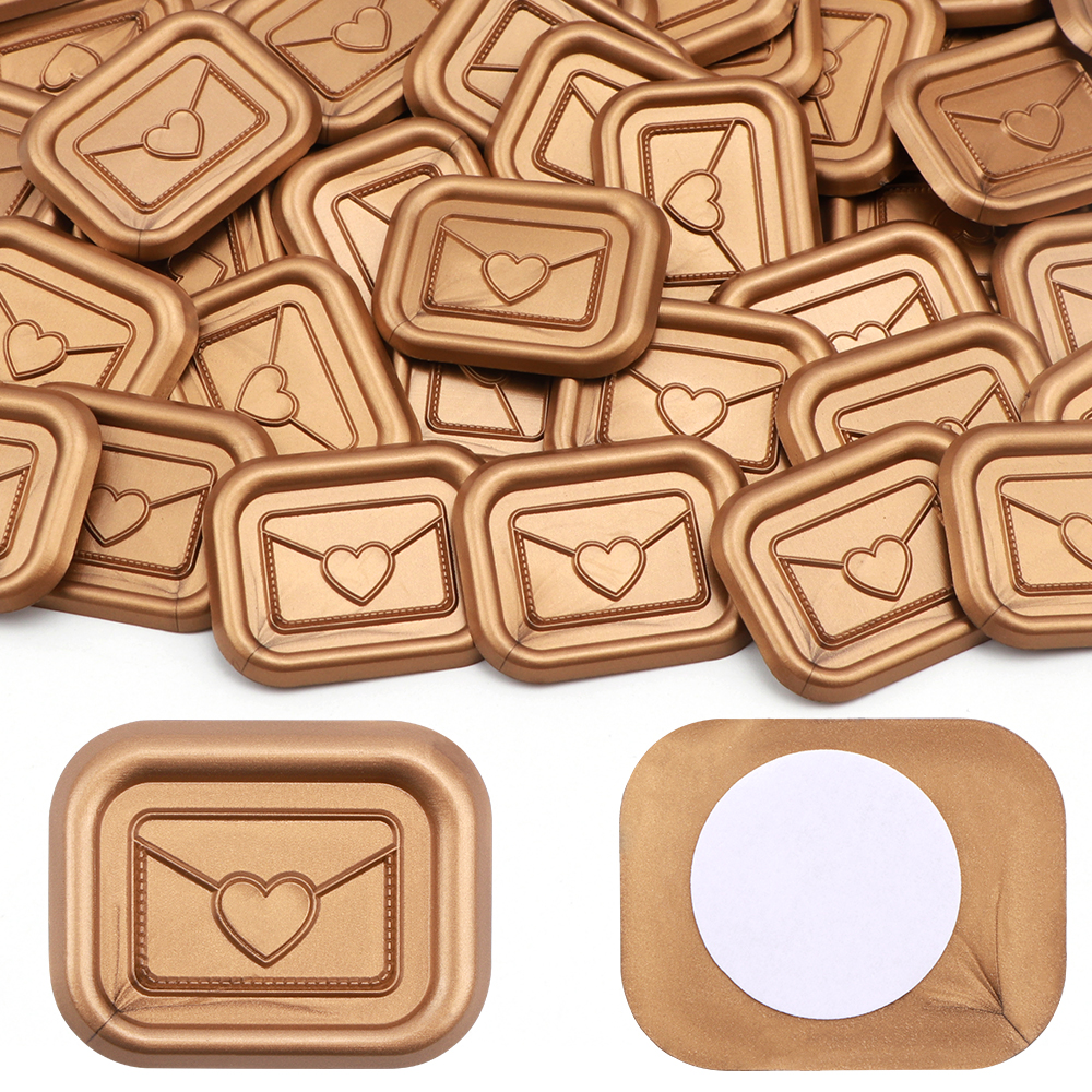 50Pcs Wax Seal Stickers,Heart Envelope Design Self Adhesive Wax Seal Stickers - Picture 8 of 16