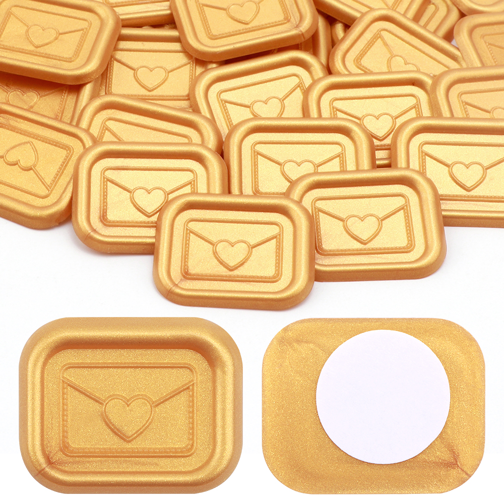 50Pcs Wax Seal Stickers,Heart Envelope Design Self Adhesive Wax Seal Stickers - Picture 10 of 16