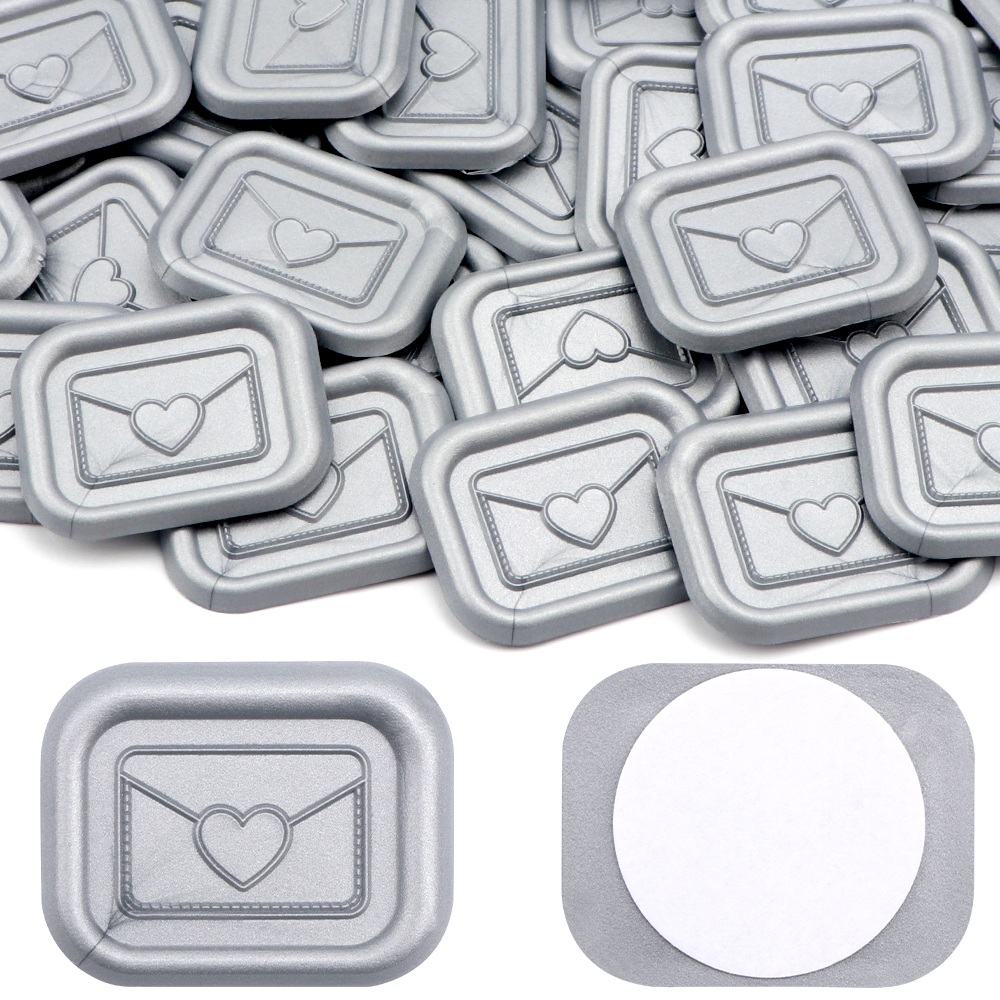 50Pcs Wax Seal Stickers,Heart Envelope Design Self Adhesive Wax Seal Stickers - Picture 12 of 16